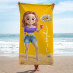 Custom Name Beach Vacation Gifts for Women - Personalized Beach Towel