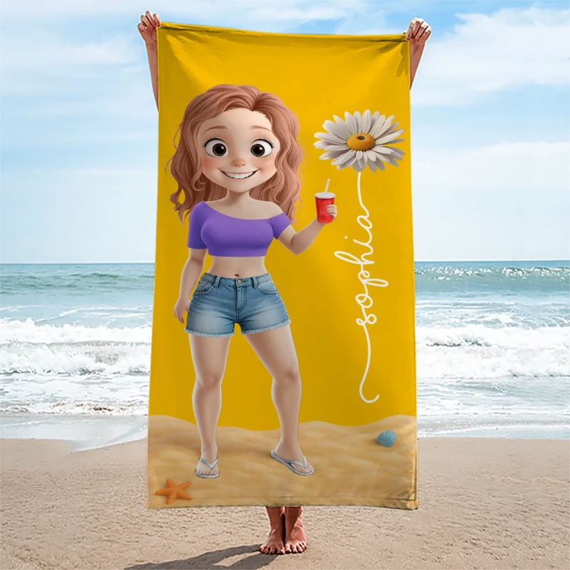 Custom Beach Towel - Personalized Summer Vacation And Travel Gifts For Women, Men - Tan Lines And Good Times