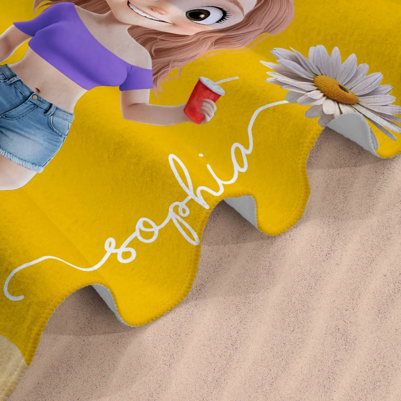Custom Beach Towel - Personalized Summer Vacation And Travel Gifts For Women, Men - Tan Lines And Good Times