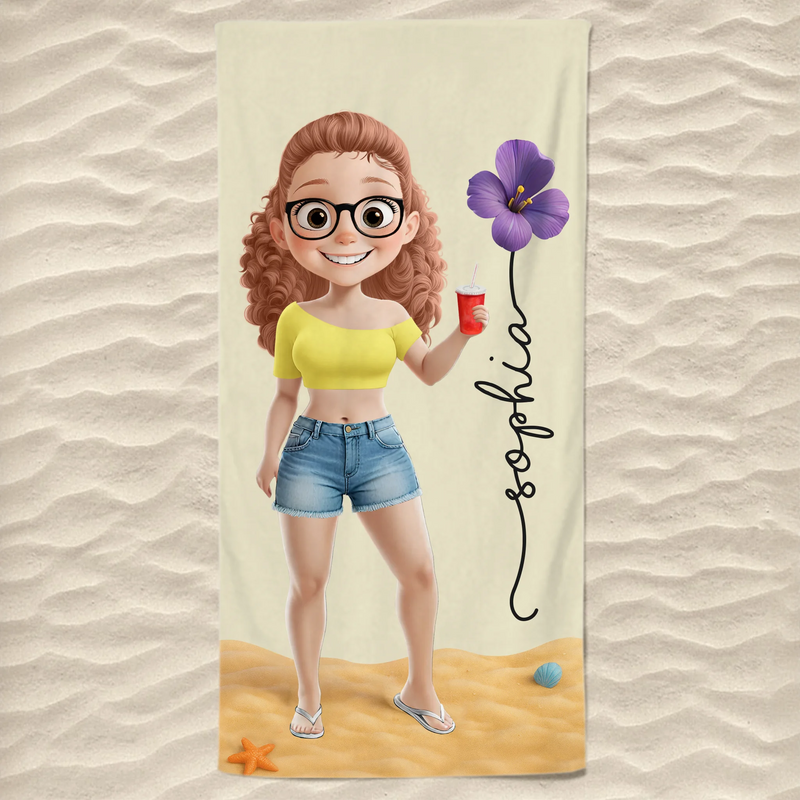 Custom Name Beach Vacation Gifts for Women - Personalized Beach Towel