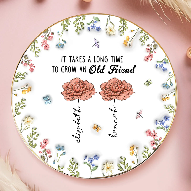Custom 3D Inflated Effect Printed Full-Print Round Jewelry Dish - Personalized Best Friend Birthday Gifts For Women - Blooms Of A Lasting Bond