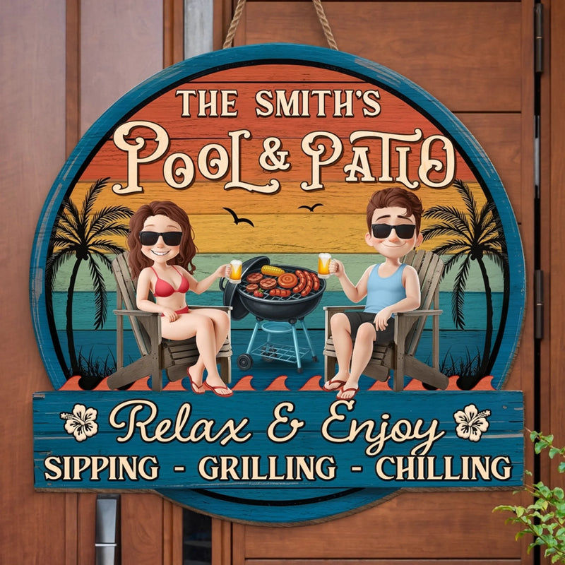 Custom Wood Sign - Personalized Summer Vacation And Travel Gifts For Husband And Wife, Him And Her - Sunshine And Sips