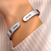 Custom Engraved Stainless Steel Cuff Bracelet - Personalized Memorial Sympathy Gifts For Loss Of Mom, Dad - Always In My Thoughts, Forever In My Heart