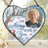 Custom Photo Heart-Shaped Stained Glass Window Suncatcher - Personalized Memorial Sympathy Gifts For Loss Of Mom, Dad - Heavenly Love Fills Every Corner