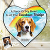 Custom Photo Heart-Shaped Stained Glass Window Suncatcher - Personalized Pet Memorial Sympathy Gifts For Dogs, Cats - Waiting For Reunion At Rainbow Bridge