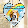 Custom Photo Heart-Shaped Stained Glass Window Suncatcher - Personalized Pet Memorial Sympathy Gifts For Dogs, Cats - Waiting For Reunion At Rainbow Bridge