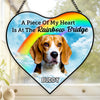 Custom Photo Heart-Shaped Stained Glass Window Suncatcher - Personalized Pet Memorial Sympathy Gifts For Dogs, Cats - Waiting For Reunion At Rainbow Bridge