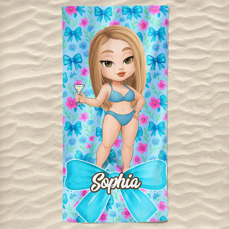 Custom Name Beach Babe Gifts for Women - Personalized Beach Towel