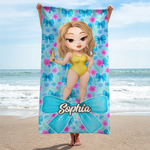 Custom Name Beach Babe Gifts for Women - Personalized Beach Towel