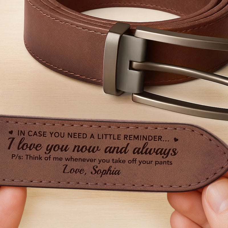 Custom Double-Sided Engraved Leather Belt - Personalized Anniversary Wedding Gifts For Husband And Wife, Him And Her - You And Me, No Filter