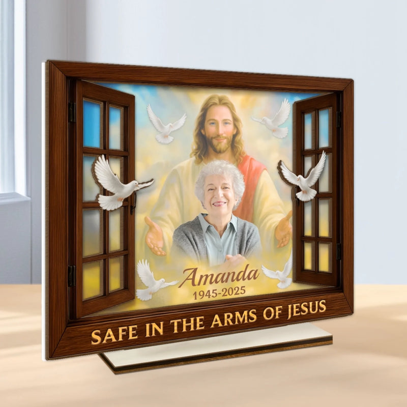 Custom Photo Wood & Acrylic Plaque - Personalized Memorial Sympathy Gifts For Women, Men, All Believers, Jesus Lovers - Peaceful In Paradise