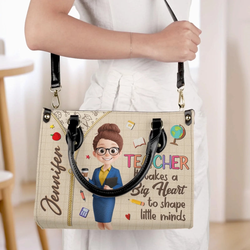 Custom Leather Handbag - Personalized Birthday Gifts For Teachers - To Teach Is To Touch A Life Forever