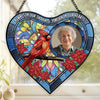 Custom Photo Heart-Shaped Stained Glass Window Suncatcher - Personalized Memorial Sympathy Gifts For Loss Of Mom, Dad - Always In Our Thoughts