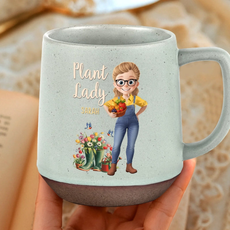 Custom Name Plant Lady Gifts for Gardeners - Personalized Stoneware Mug