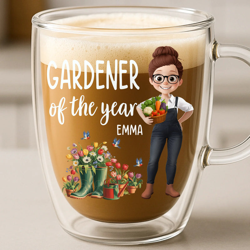 Custom Double Wall Glass Mug - Personalized Garden Gifts For Gardeners - Full Of Plant Power