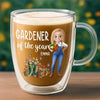 Custom Double Wall Glass Mug - Personalized Garden Gifts For Gardeners - Full Of Plant Power