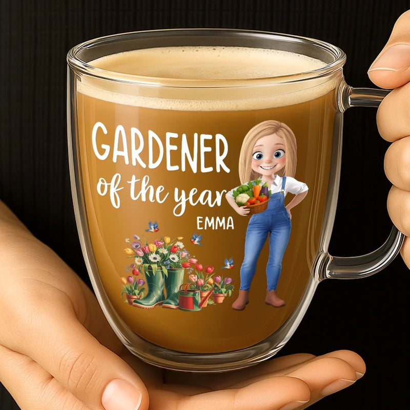 Custom Double Wall Glass Mug - Personalized Garden Gifts For Gardeners - Full Of Plant Power