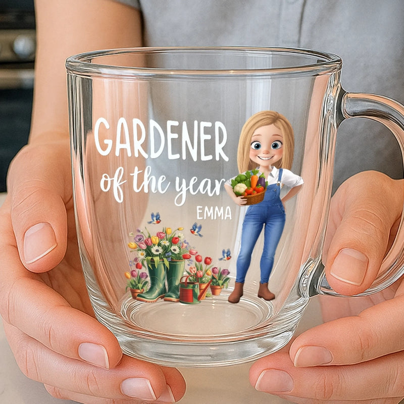 Custom Double Wall Glass Mug - Personalized Garden Gifts For Gardeners - Full Of Plant Power