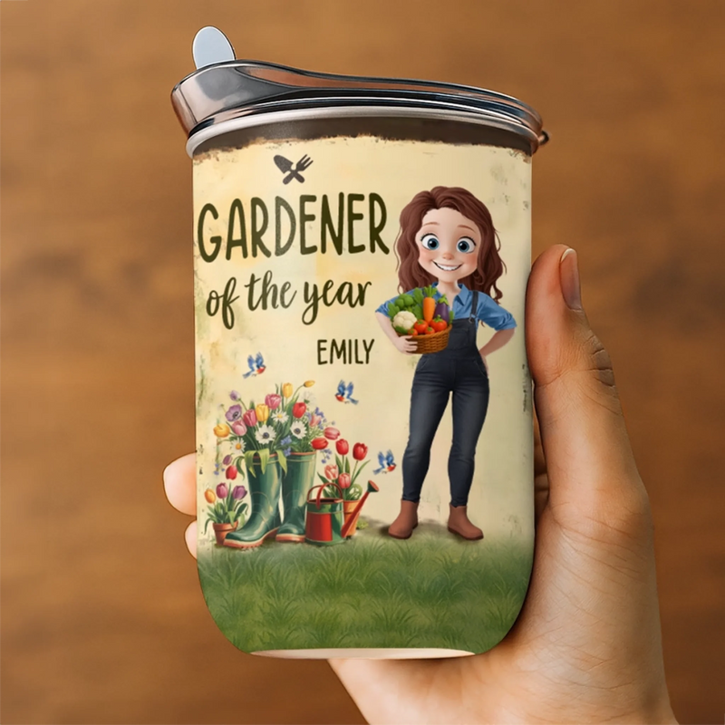 Custom 10oz Wine Tumbler With Lid - Personalized Garden Gifts For Gardeners - Pardon My Plants