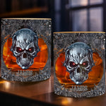 Custom Name Gothic Skull Gifts for Men - Personalized Full-print Whiskey Glass