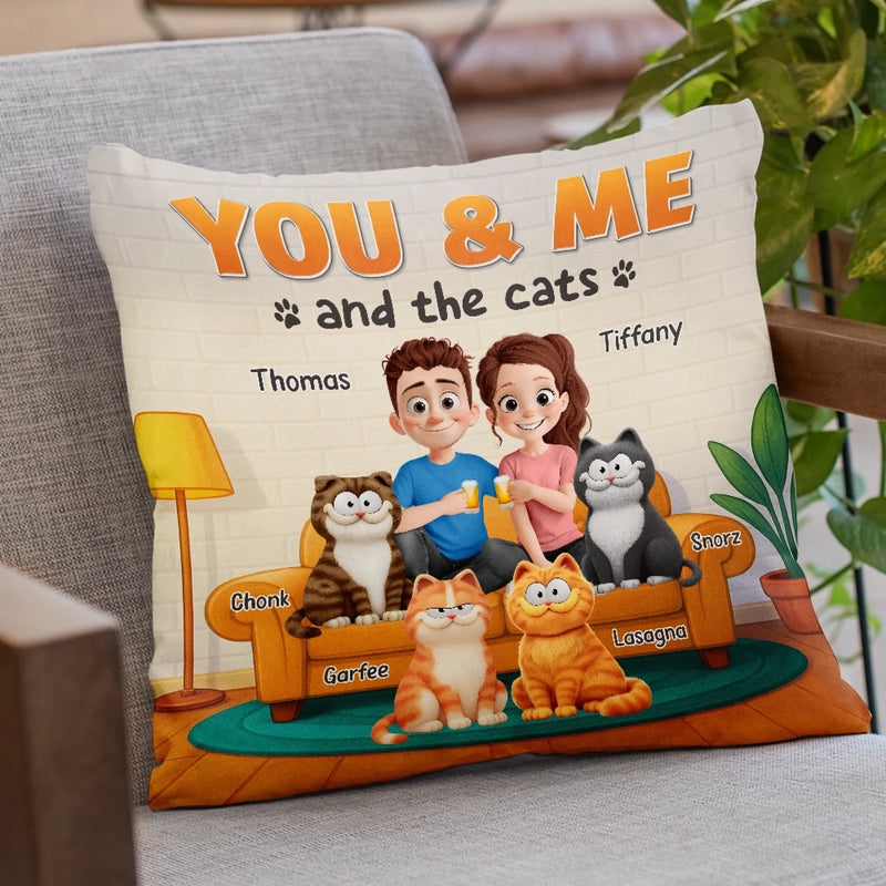 Custom Pillow - Personalized Anniversary Wedding Gifts For Husband And Wife, Cat Mom And Dad - Cozy Nights With Purrfect Company