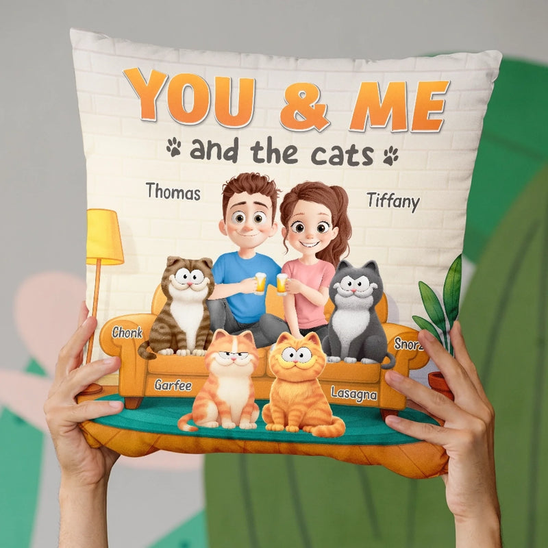Custom Pillow - Personalized Anniversary Wedding Gifts For Husband And Wife, Cat Mom And Dad - Cozy Nights With Purrfect Company