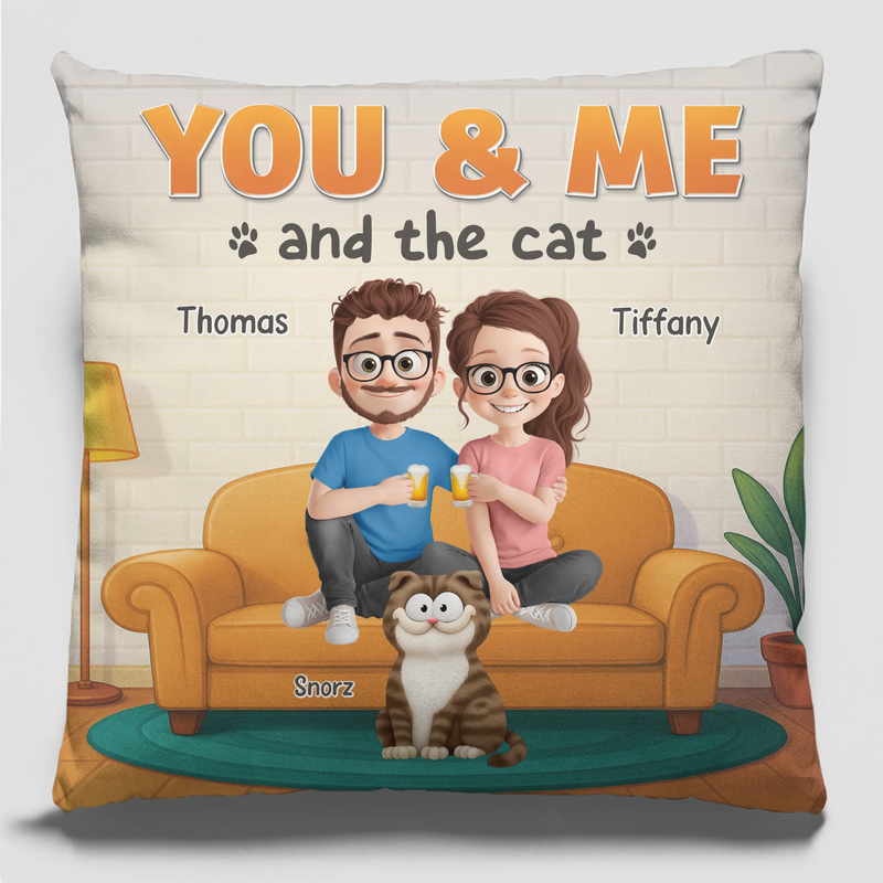 Custom Pillow - Personalized Anniversary Wedding Gifts For Husband And Wife, Cat Mom And Dad - Cozy Nights With Purrfect Company