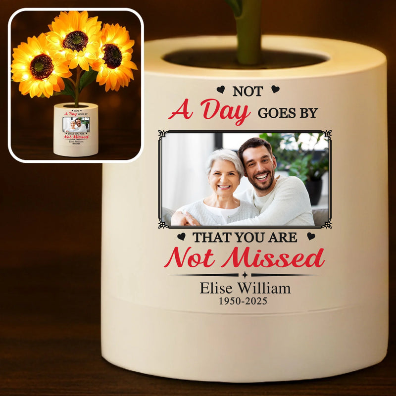 Custom Photo Sunflower Lamp Night Light - Personalized Memorial Sympathy Gifts For Loss Of Mom, Dad - Missing You Always