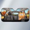 Custom Auto Windshield Sunshade, Car Window Protector - Personalized Summer Vacation And Travel Gifts For Cat Lovers, Cat Mom And Dad - Road Trips With My Furry Crew