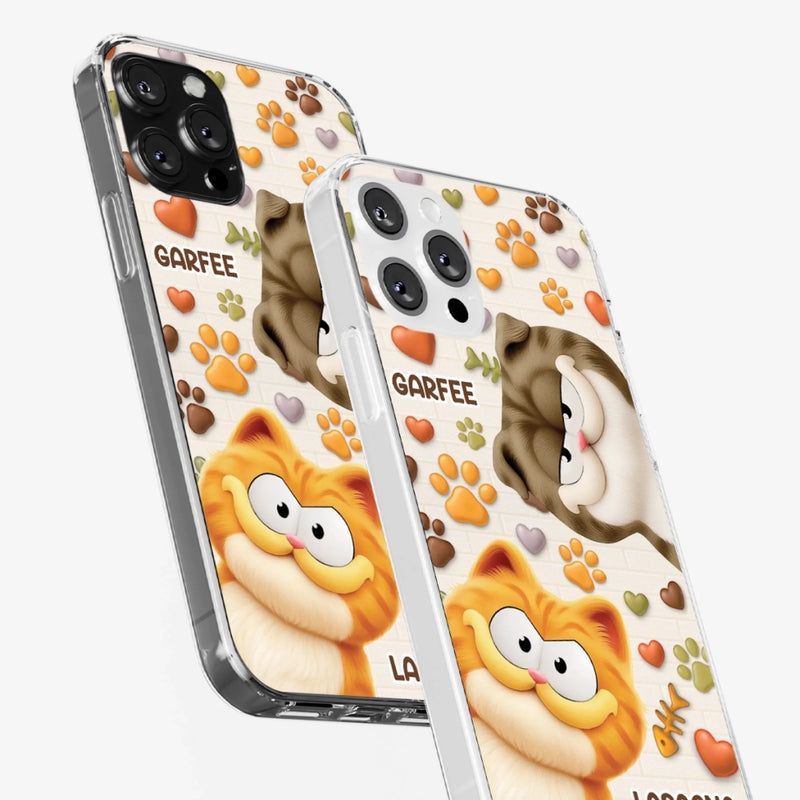 Custom 3D Inflated Effect Printed Clear Phone Case - Personalized Birthday Gifts For Cat Lovers, Cat Mom And Dad - Furry Friends Brighten Every Call