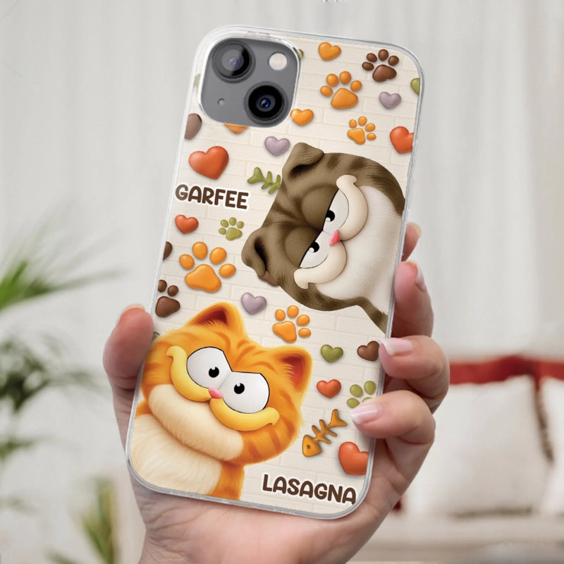Custom 3D Inflated Effect Printed Clear Phone Case - Personalized Birthday Gifts For Cat Lovers, Cat Mom And Dad - Furry Friends Brighten Every Call