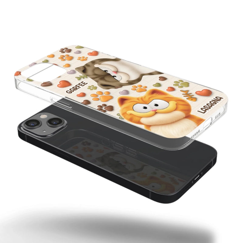 Custom 3D Inflated Effect Printed Clear Phone Case - Personalized Birthday Gifts For Cat Lovers, Cat Mom And Dad - Furry Friends Brighten Every Call