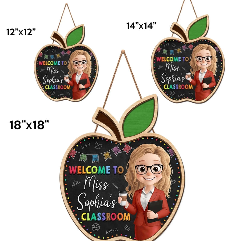 Custom Name Teacher Classroom Decor - Personalized Wood Sign