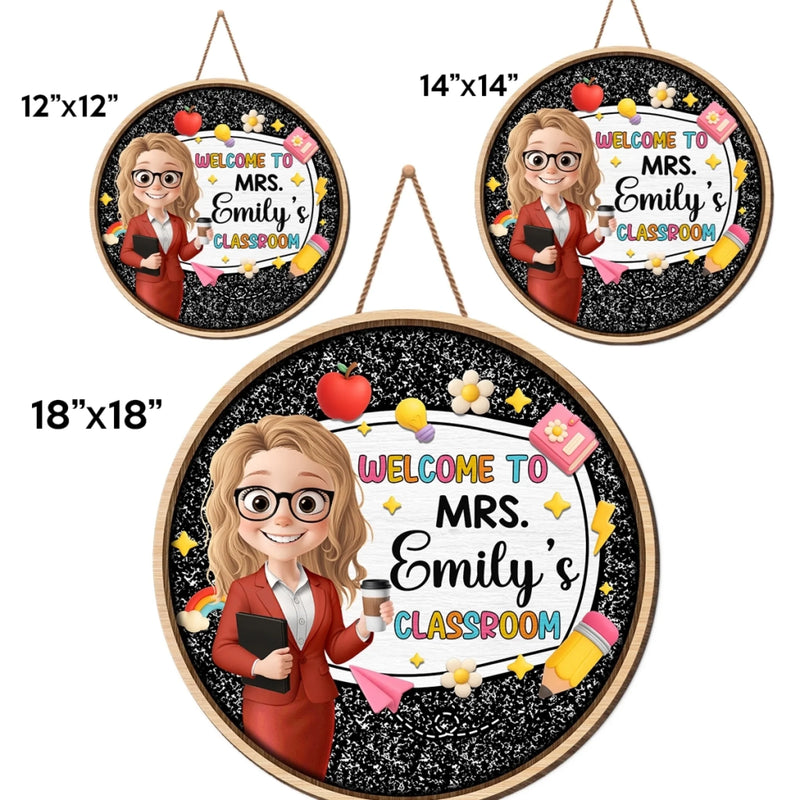 Custom Wood Sign - Personalized Back To School Gifts For Teachers - Step Inside For Classroom Adventures