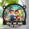 Custom Window Hanging Suncatcher Ornament - Personalized Anniversary Wedding Gifts For Husband And Wife, Dog Dad And Mom - Stay Pawsitive, Stay Together