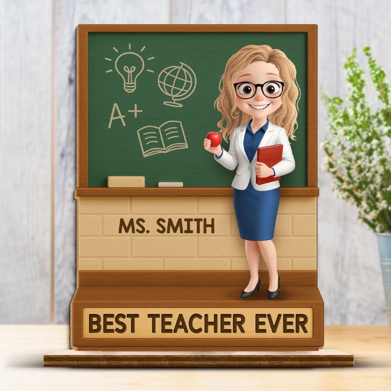 Custom Name Best Teacher Gifts - Personalized Wooden Plaque With Flat Stand