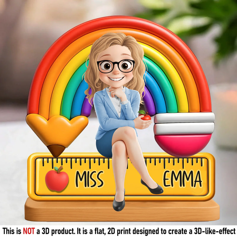 Custom Acrylic Plaque - Personalized Back To School Gifts For Teachers - Teaching Under A Rainbow Of Possibilities