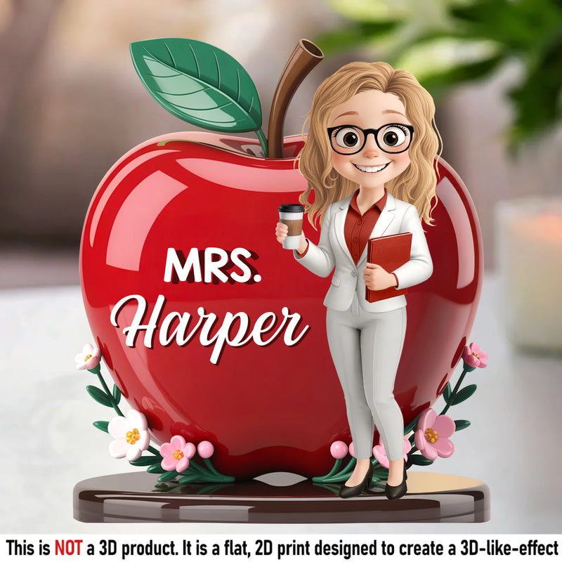 Custom Name Apple Teacher Gifts - Personalized Acrylic Plaque Custom Shape