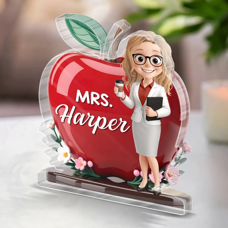 Custom Name Apple Teacher Gifts - Personalized Acrylic Plaque Custom Shape