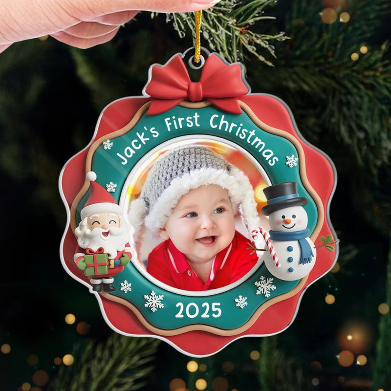 Custom Photo Acrylic Ornament - Personalized Christmas Baby Shower, Gender Reveal Gifts For New Moms, New Dads, New Parents - Jingle All The Way, Baby Style