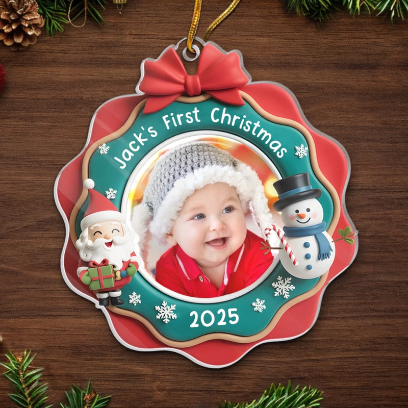 Custom Photo Acrylic Ornament - Personalized Christmas Baby Shower, Gender Reveal Gifts For New Moms, New Dads, New Parents - Jingle All The Way, Baby Style
