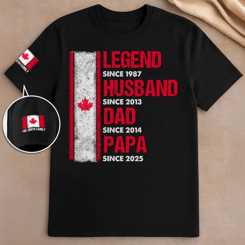 Custom Canadian Flag Family Milestone Gifts - Personalized Apparel Sleeve Printed