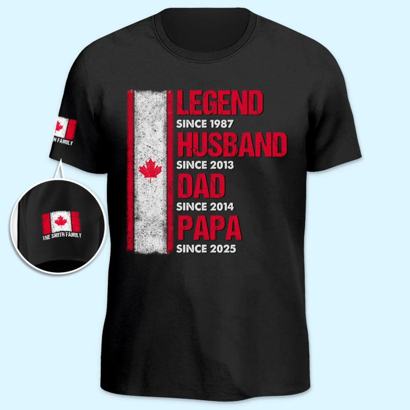 Custom Canadian Flag Family Milestone Gifts - Personalized Apparel Sleeve Printed