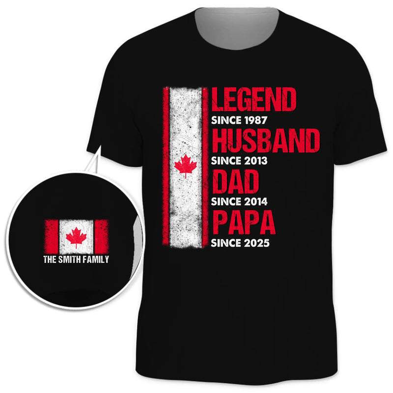 Custom Canadian Flag Family Milestone Gifts - Personalized Apparel Sleeve Printed