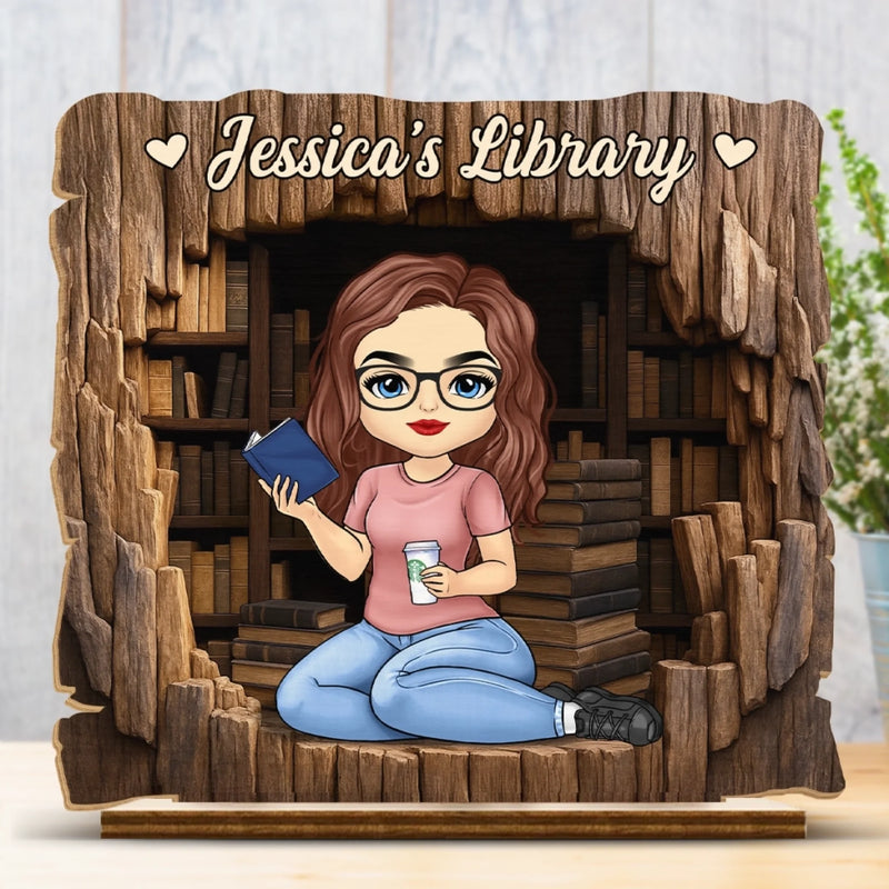 Custom Wooden Plaque - Personalized Book Gifts For Book Lovers - Welcome To My Book Nook - Desk Decor