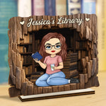 Custom Name Book Lover Gifts for Women - Personalized Single Layer Wooden Plaque