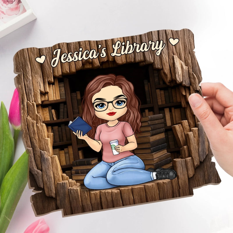 Custom Wooden Plaque - Personalized Book Gifts For Book Lovers - Welcome To My Book Nook - Desk Decor