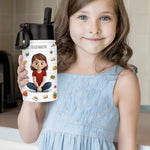 Custom Name Positive Affirmation Schoolgirl Gifts for Girls - Personalized Kid Water Bottle