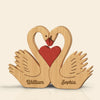 Custom Swan Shaped Wooden Art Puzzle - Personalized Anniversary Wedding Gifts For Husband And Wife, Him And Her - Found My Forever