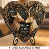 With You, I Feel As Graceful As A Deer In Its Element - Couple Personalized Custom 3D Effect Printed Heart Shaped Stone With Stand - Gift For Husband Wife, Anniversary